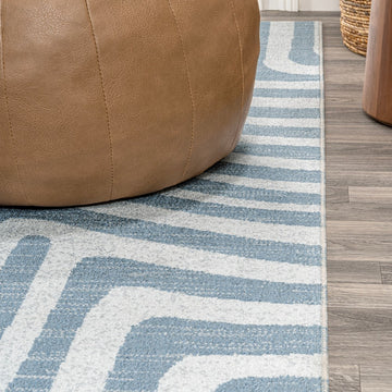 Maze Abstract Two-Tone Low-Pile Machine-Washable Area Rug
